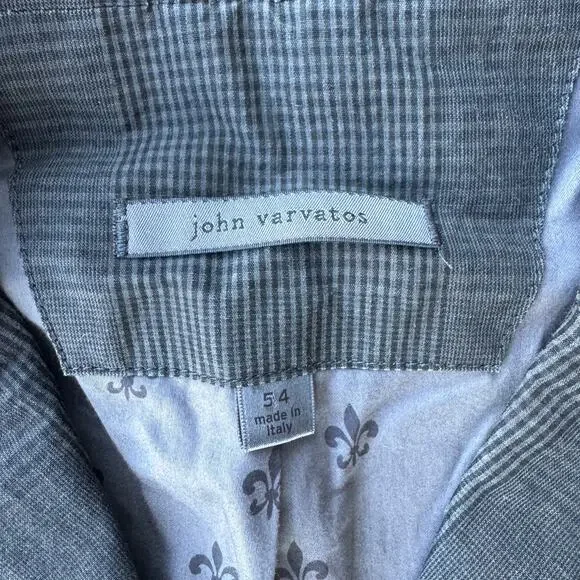 John Varvatos Gray Check Plaid Single Breasted Blazer Jacket US Men's Size 44
